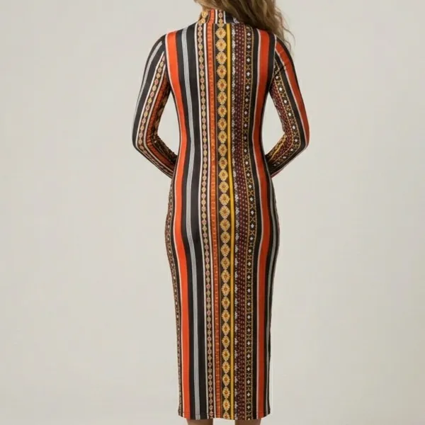 Vestido Midi Geométrico Manga Longa M Shein