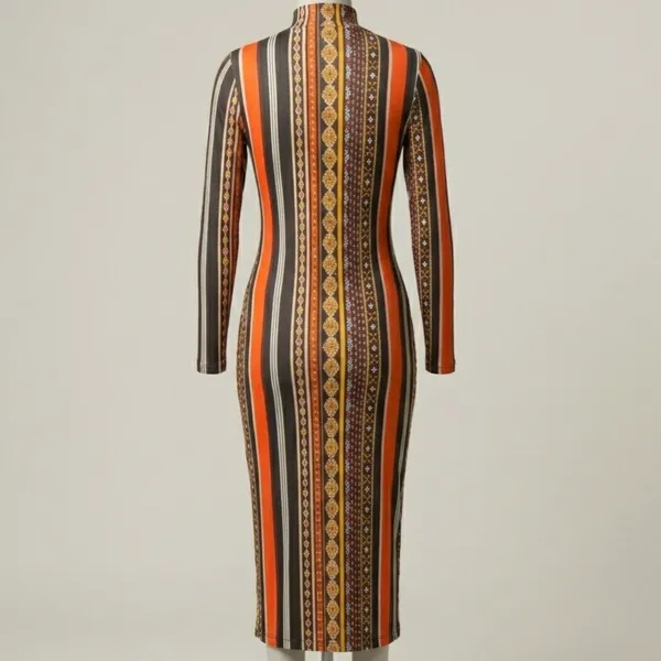 Vestido Midi Geométrico Manga Longa M Shein