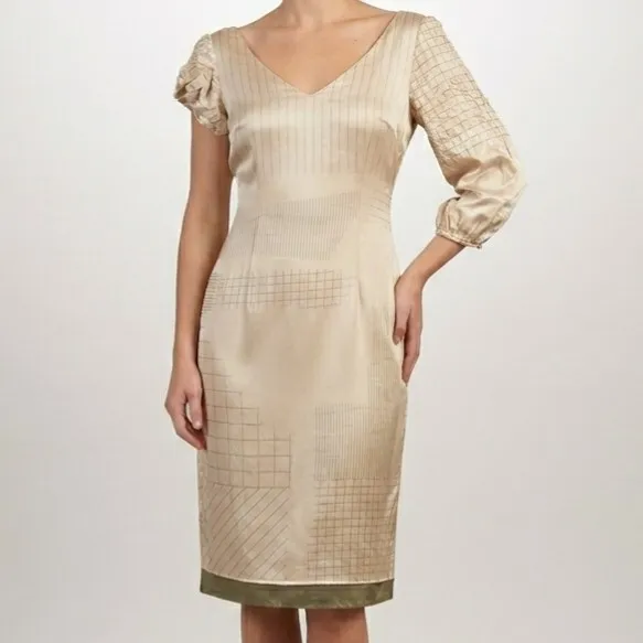 Vestido Seda Manga Bufante Elegante P
