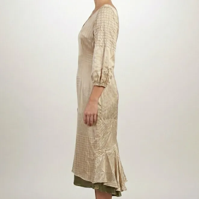Vestido Seda Manga Bufante Elegante P