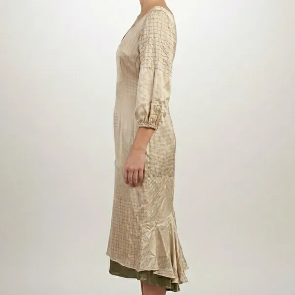 Vestido Seda Manga Bufante Elegante P