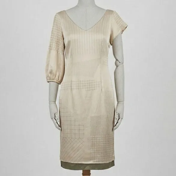 Vestido Seda Manga Bufante Elegante P