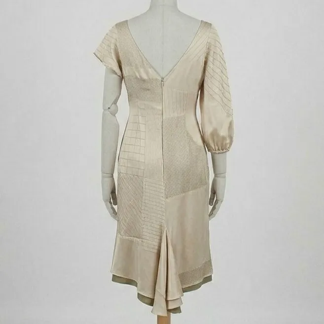 Vestido Seda Manga Bufante Elegante P