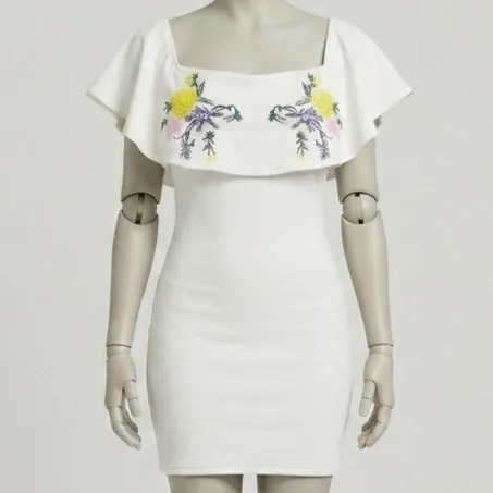 Vestido Ciganinha Bordado Branco M Bellina & Co