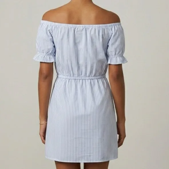 Vestido Ciganinha Listrado Azul 38 Amaro