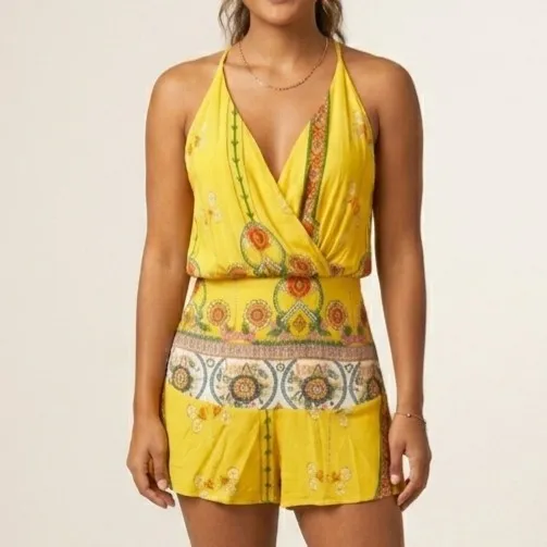 Vestido estampado floral Amarelo P Farm