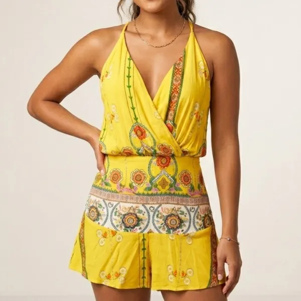 Vestido estampado floral Amarelo P Farm