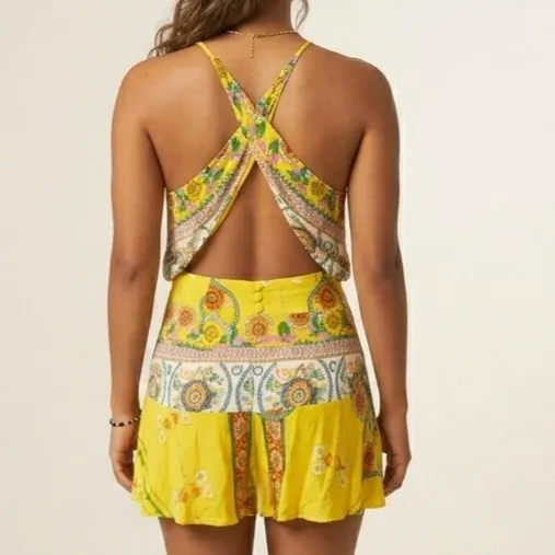 Vestido estampado floral Amarelo P Farm
