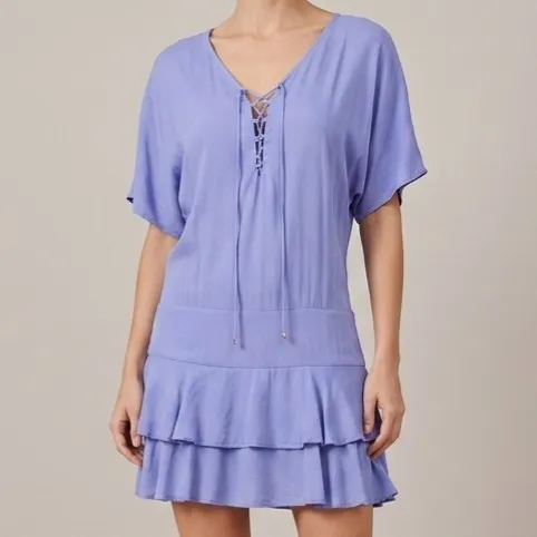 Vestido Viscose Saia Dupla Lilás M Mamô