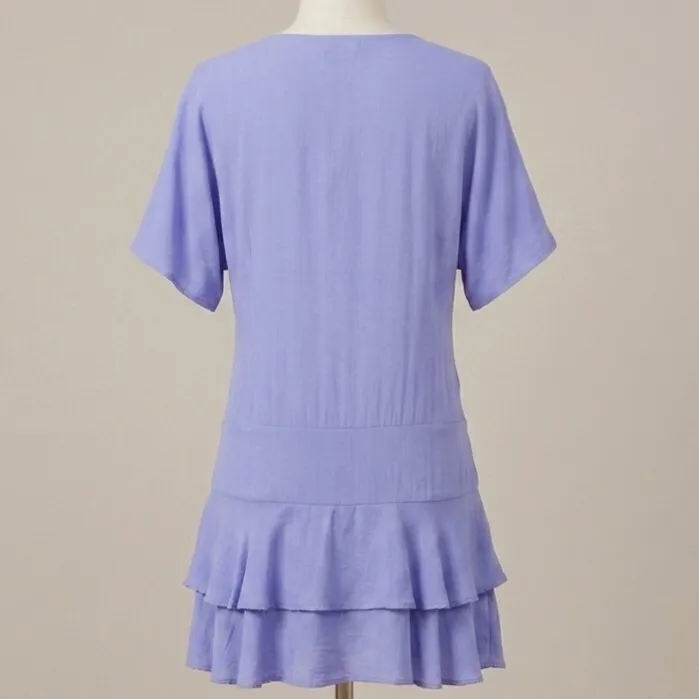 Vestido Viscose Saia Dupla Lilás M Mamô