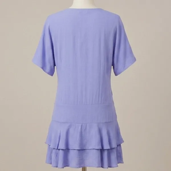 Vestido Viscose Saia Dupla Lilás M Mamô