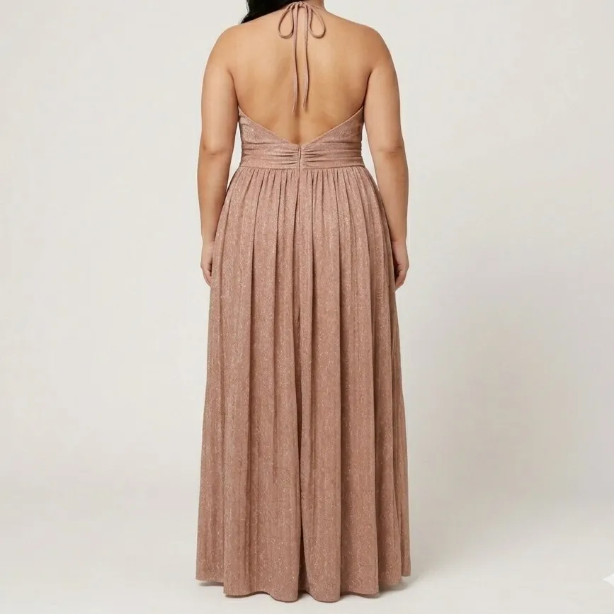 Vestido Longo Festa Frente Única Brilhoso GG Shein