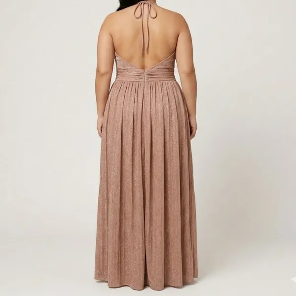 Vestido Longo Festa Frente Única Brilhoso GG Shein