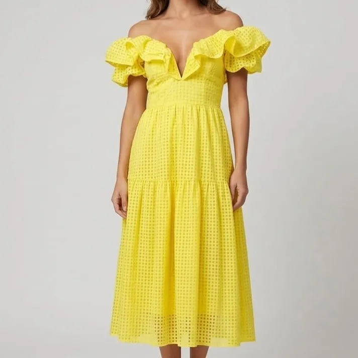 Vestido Longo Romântico Amarelo P Shein
