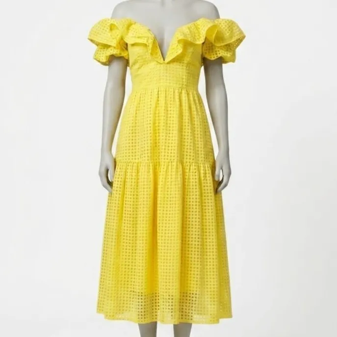 Vestido Longo Romântico Amarelo  P Shein
