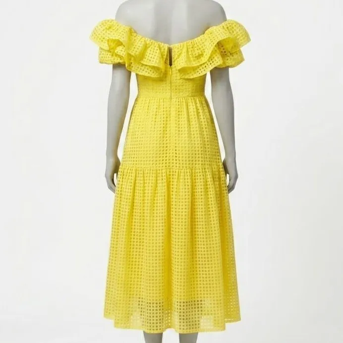 Vestido Longo Romântico Amarelo  P Shein