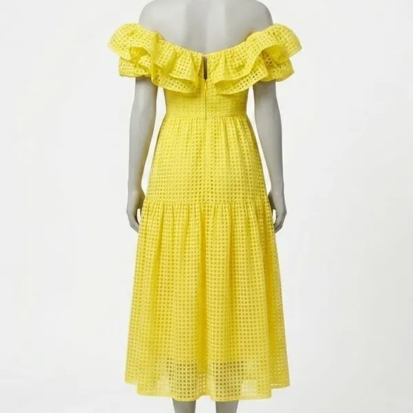 Vestido Longo Romântico Amarelo  P Shein