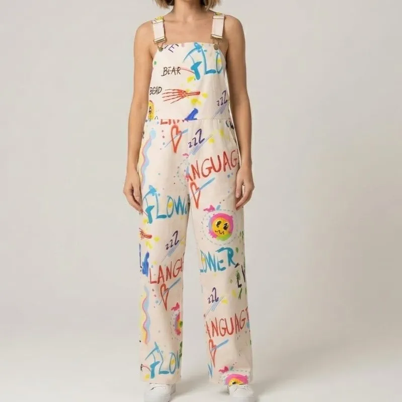 Macacão Jardineira Estampada Grafite GG Shein