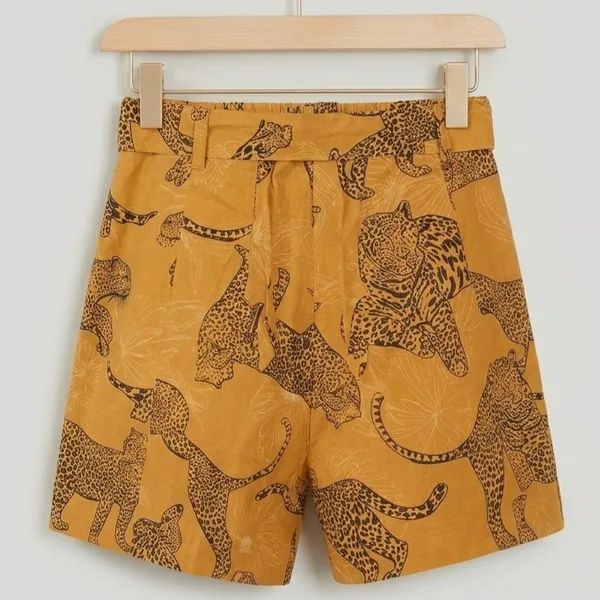 Conjunto Cropped e Shorts Leopardos G Renner