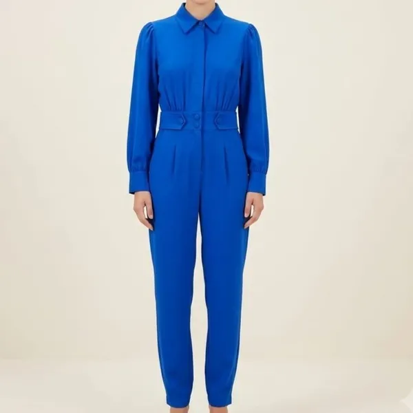 Macacão Alfaiataria Feminino Azul Royal P Veshine