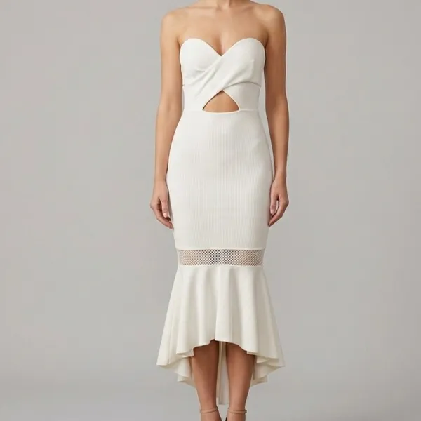 Vestido Mullet Canelado Branco M Zen
