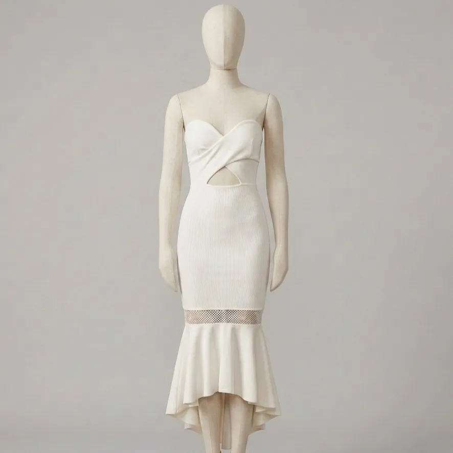 Vestido Mullet Canelado Branco M Zen