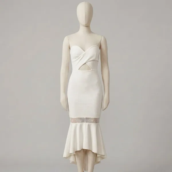 Vestido Mullet Canelado Branco M Zen