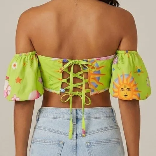 Cropped Corselet Estampado Inspiração Farm M