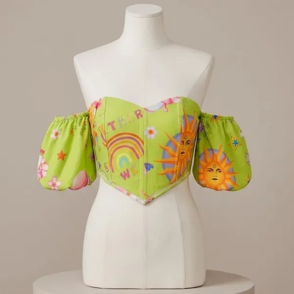 Cropped Corselet Estampado Inspiração Farm M