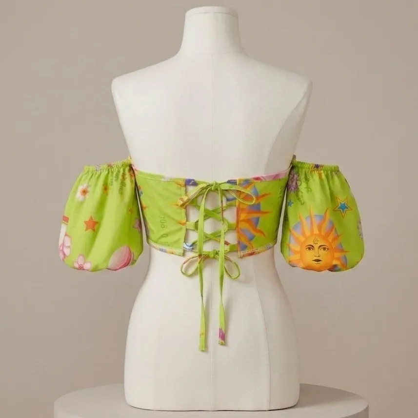 Cropped Corselet Estampado Inspiração Farm M