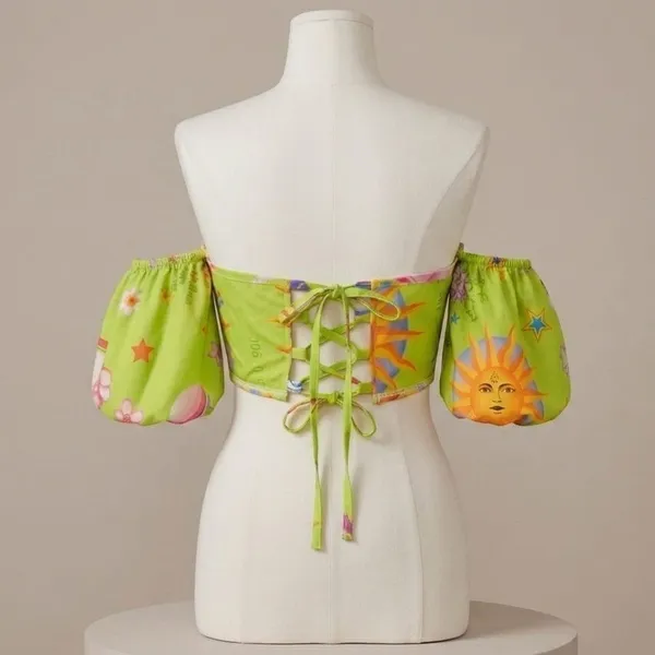 Cropped Corselet Estampado Inspiração Farm M