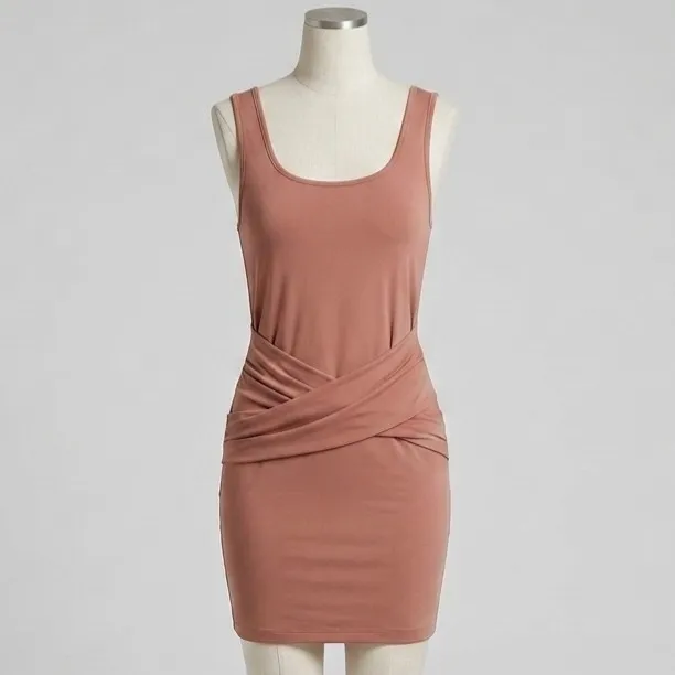 Vestido Marrom Drapeado na Barriga G Shein