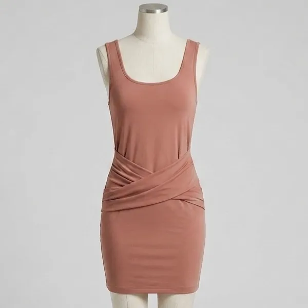 Vestido Marrom Drapeado na Barriga G Shein
