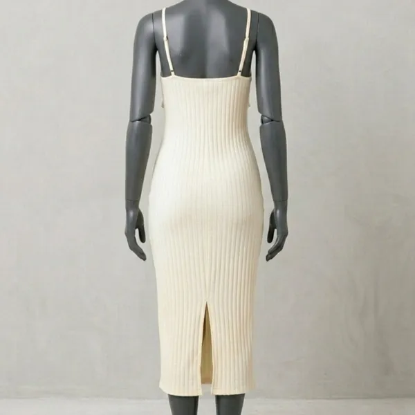 Vestido Midi Canelado Off White G Shein