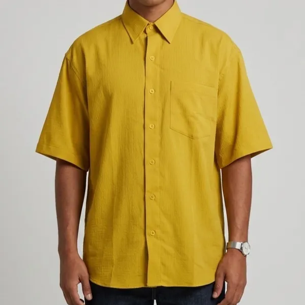 Camisa Masculina Texturizada Mostarda Y2k Dorinhos