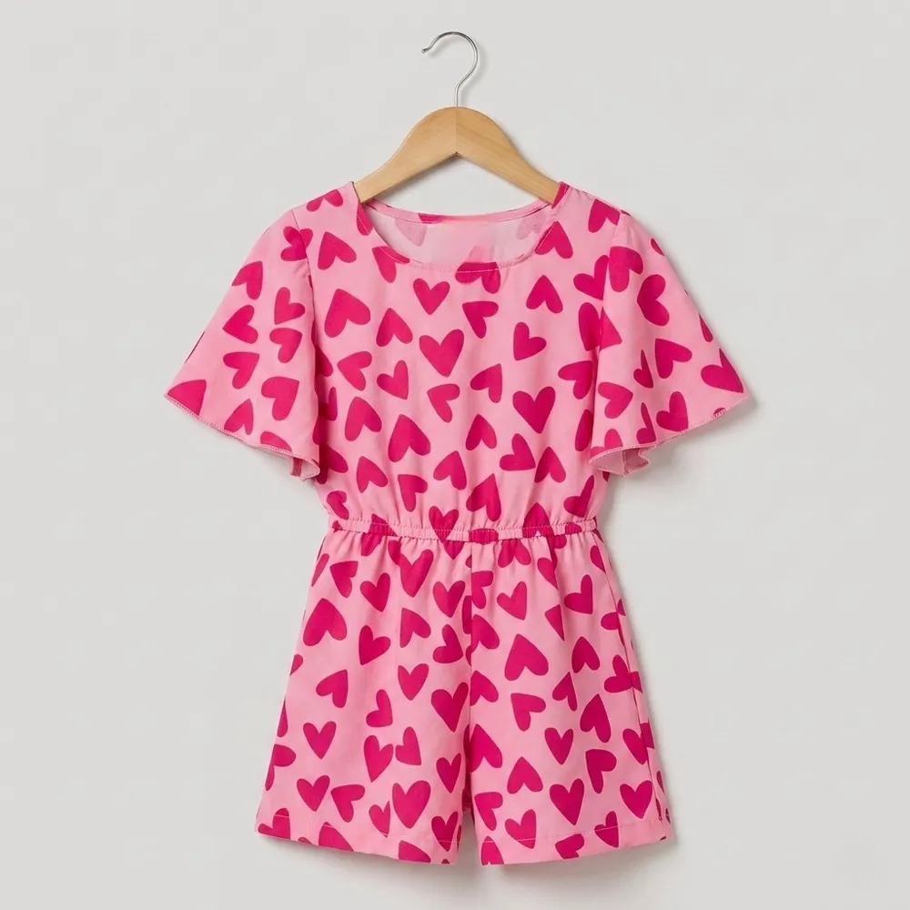 Macaquinho Infantil Rosa Corações 6
