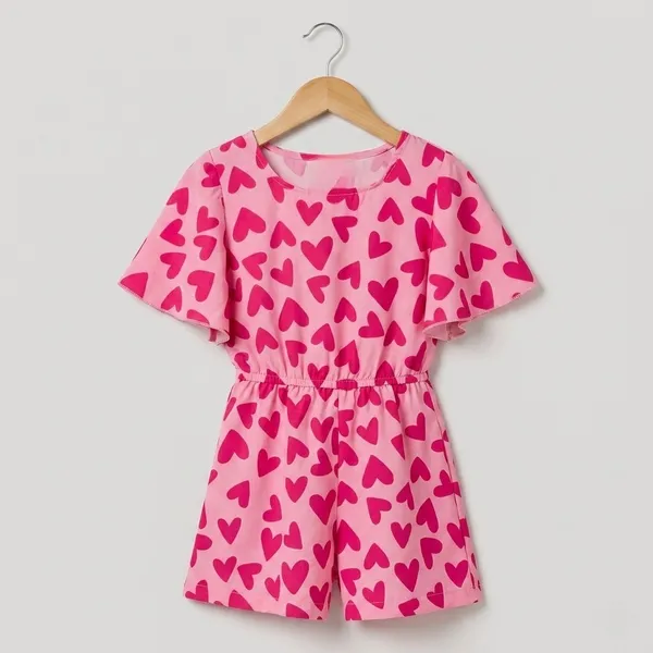 Macaquinho Infantil Rosa Corações 6