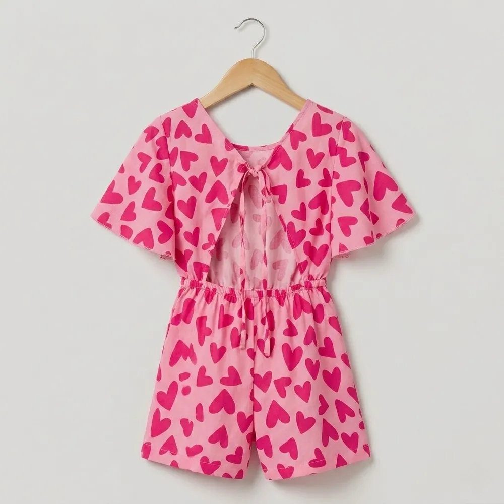 Macaquinho Infantil Rosa Corações 6