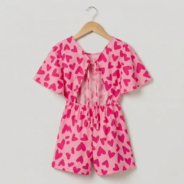 Macaquinho Infantil Rosa Corações 6