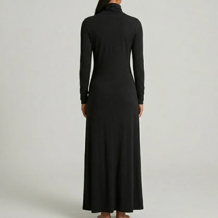 Vestido Longo Gola Alta Preto P Madan