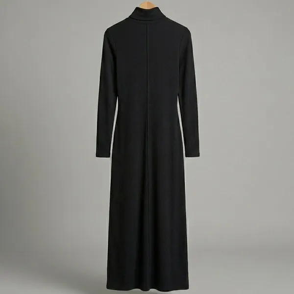 Vestido Longo Gola Alta Preto P Madan