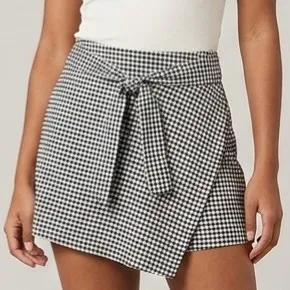 Shorts Saia Xadrez Preto G Anahi