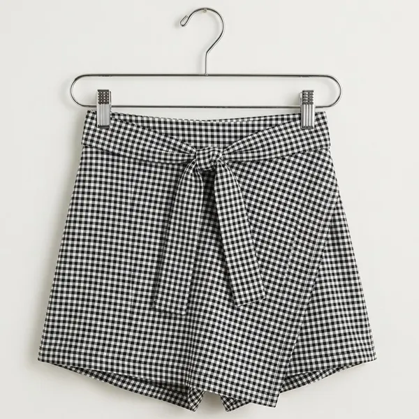 Shorts Saia Xadrez Preto G Anahi