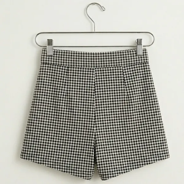 Shorts Saia Xadrez Preto G Anahi