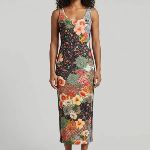 Vestido Midi Floral Adidas Farm PP