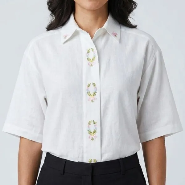 Camisa Vintage Bordada Branca G Mie