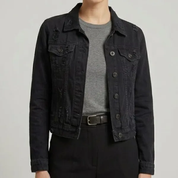 Jaqueta Jeans Feminina Preta P Prefixo