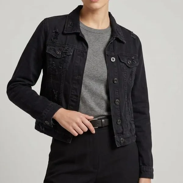 Jaqueta Jeans Feminina Preta P Prefixo