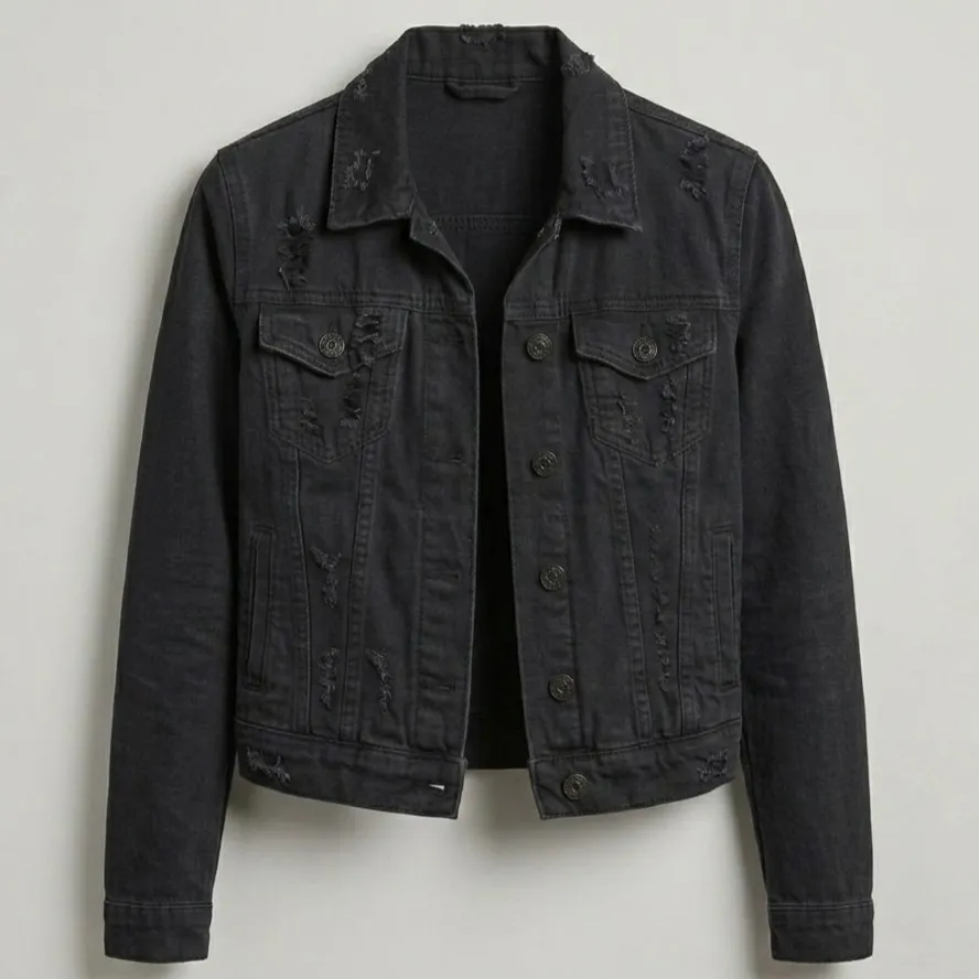 Jaqueta Jeans Feminina Preta P Prefixo