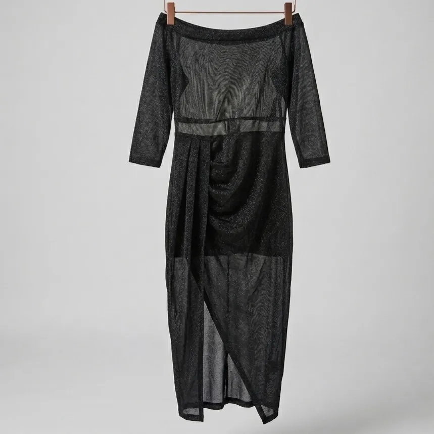Vestido Sobreposição Transparente Preto G Shein